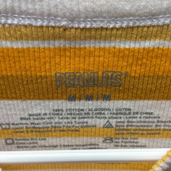 Peanuts Yellow & White Striped Woodstock Tee Sz Girls Medium EUC - Picture 3 of 4